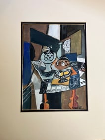 Gouache painting signed g braque