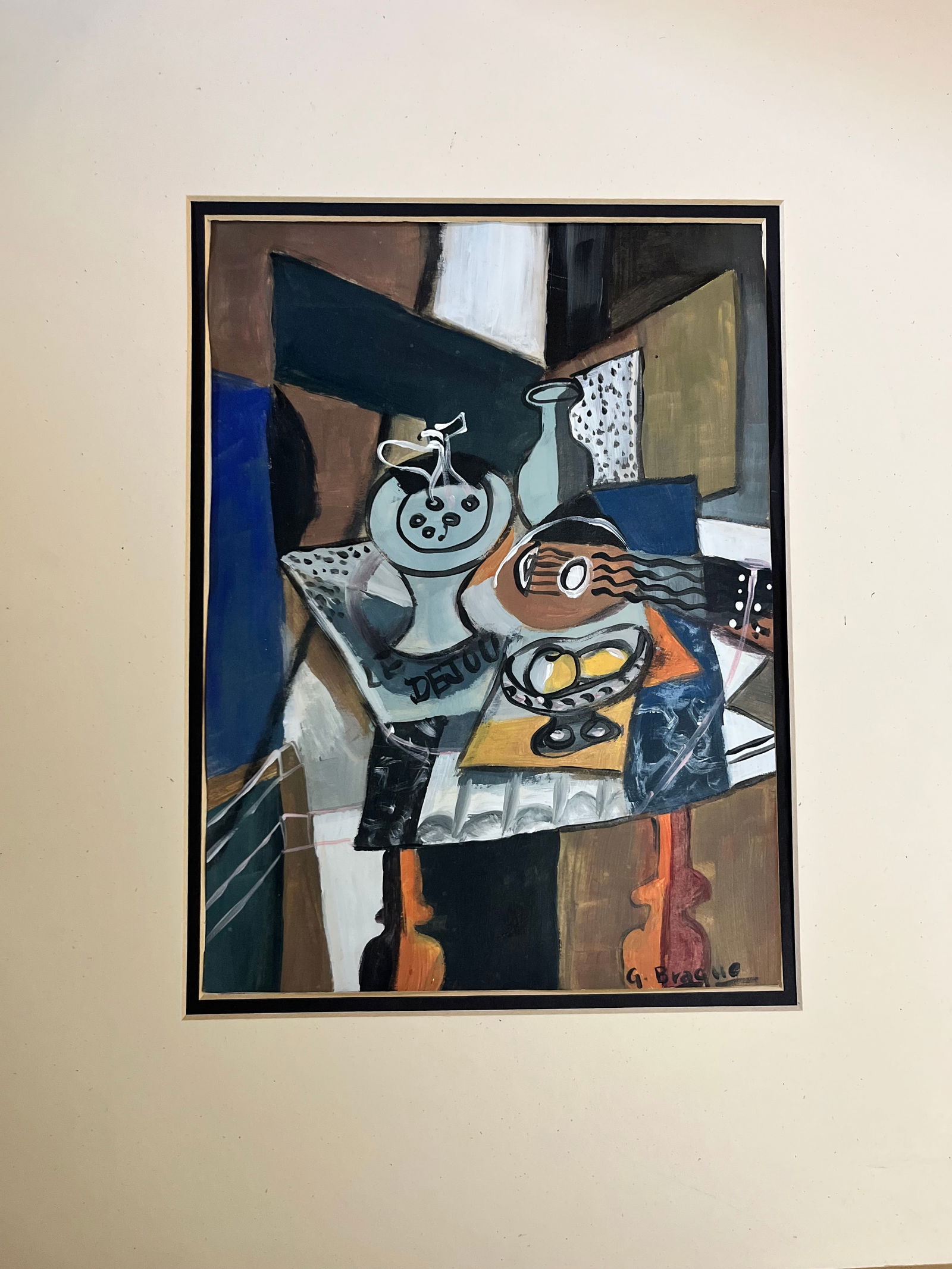 Gouache painting signed g braque (1 of 3)