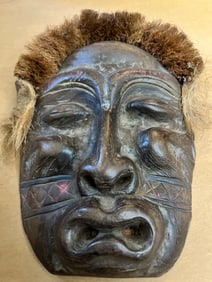 Tribal mask good condition 5 1/2 inches wide 9 inches tall half an inch depth