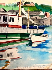Beautiful Gloucester harbor scene watercolor i