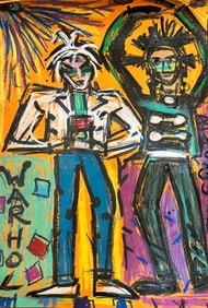 Beautiful paint and pastel drawing on art paper of andy Warhol and his boyfriend