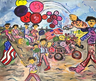 Nice clown painting with the American flag.