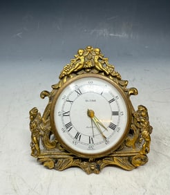 Vintage German Beautiful Gold Plated Gilt Case Memovox Alarm Clock