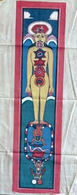 Old Indian Jain tantric Lokapurusha painting on cloth