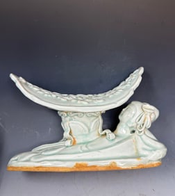 Antique Chinese celadon- glazed pillow