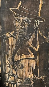 Giant wood cut of Humphrey Bogart  Mandarin