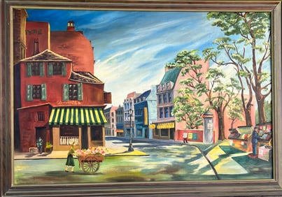 Beautiful oil painting of Paris 1950s unknown artist