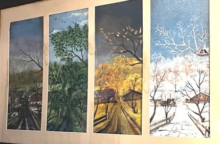 four seasons, oil painting on paper