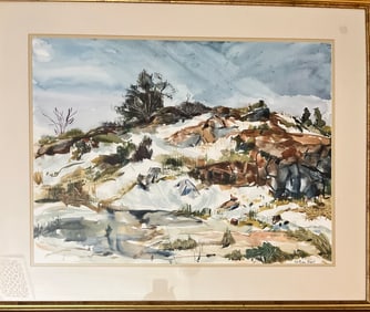 A beautiful large watercolor of a famous Rockport artist, William Beal
