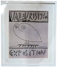 Pablo Picasso "Vallauris 1960 Exposition" poster: Pablo Picasso "Vallauris 1960 Exposition" poster, 45/170, signed bottom right, frame 33" x 28", sight 24" x 20"Please note that this item is in metropolitan NYC and the winning bidder contacts the Liv