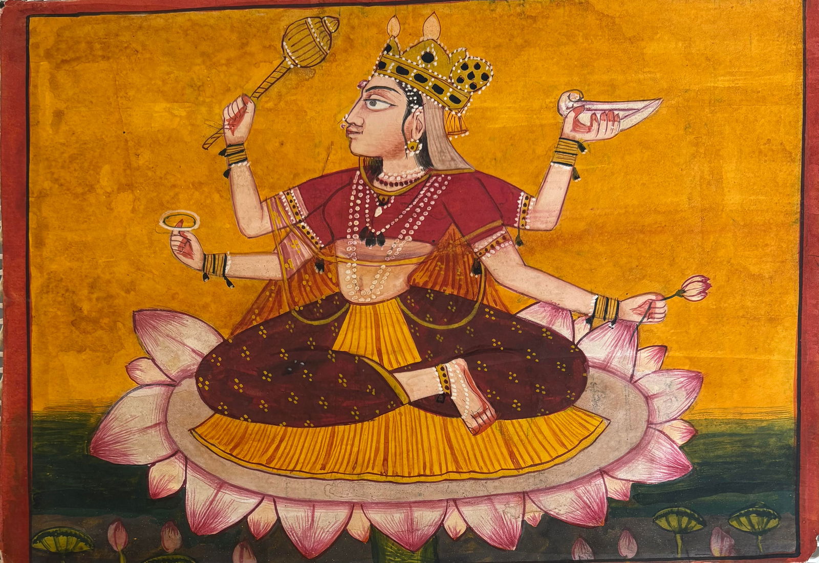 Indian Pahari School miniature painting from Devi series - Goddess (1 of 1)