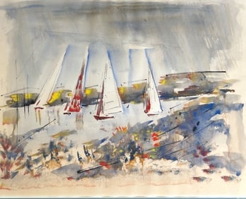 A Watercolor Alfred birdsey harbor scenes famous listed artist (1 of 1)