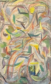 Nice abstract painting dated 1979 signed Hatcher titled maitrix: Nice abstract painting dated 1979 signed Hatcher titled maitrix the measurements are 12 inches wide 20 inches tall