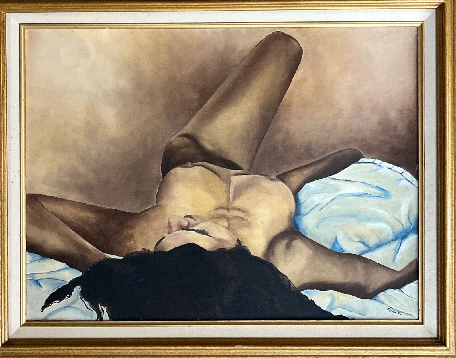Oil on board rare nude: Oil on board rare nude the measurements are 18 in 24in the frame is 24 x 29