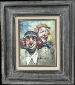 William Moninet Oil Painting Two Clowns