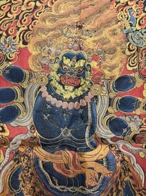 A vintage Tibetan Thangka, Silk Tapestry