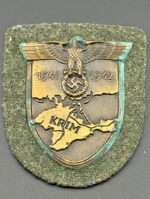 Original German WWII Uniform Removed Krim Shield.