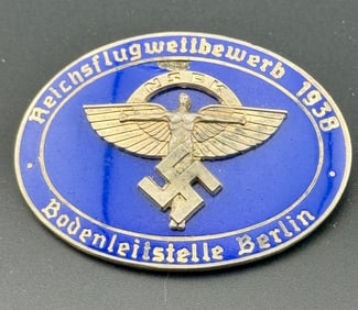 WWII German NSFK Flying Competition blue enamel badge