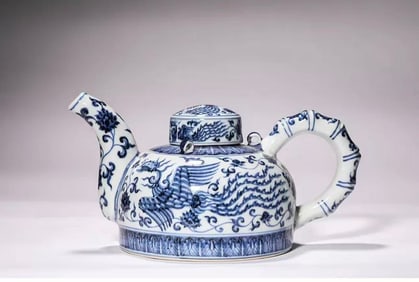 A BLUE AND WHITE DOUBLE PHOENIX FLOWERING POT