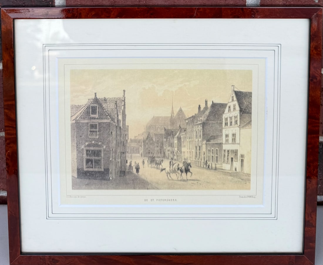 A vintage print of the Pieterskerk (St. Peter's Church) in Leiden, Netherlands (1 of 5)