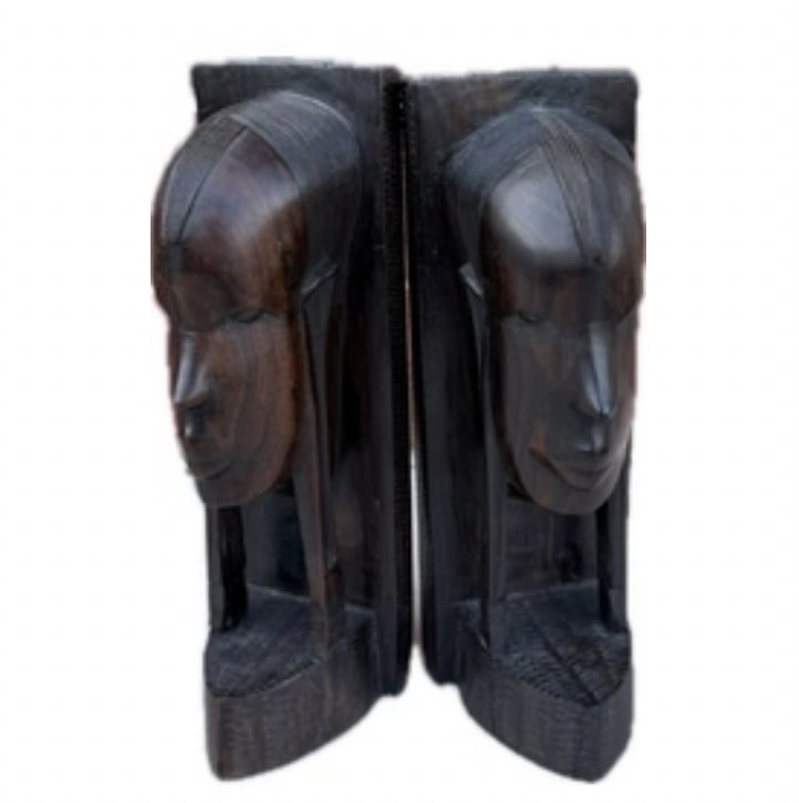 Vintage African Carved Ebony Figurative Bookends: Vintage African Carved EbonyFigurative Bookends