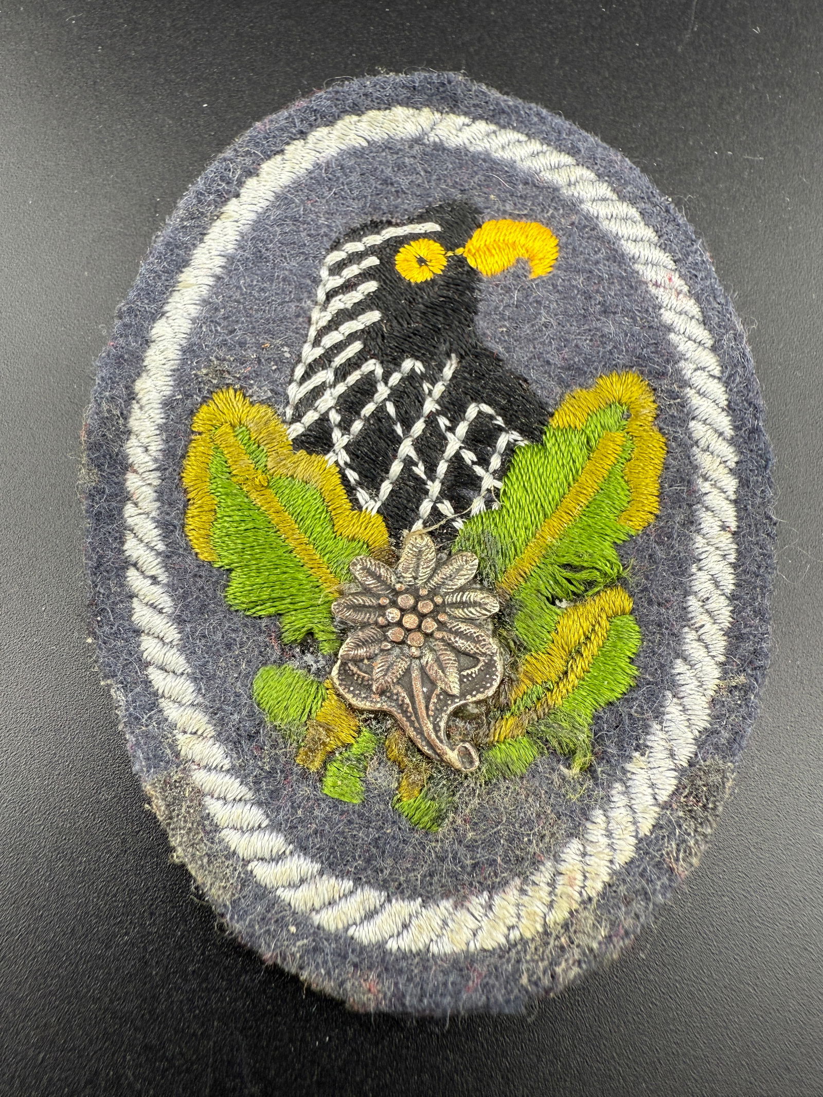 WWII German Rare Sniper Sleeve Badge of the “Edelweiss” Mountain Division. (1 of 4)