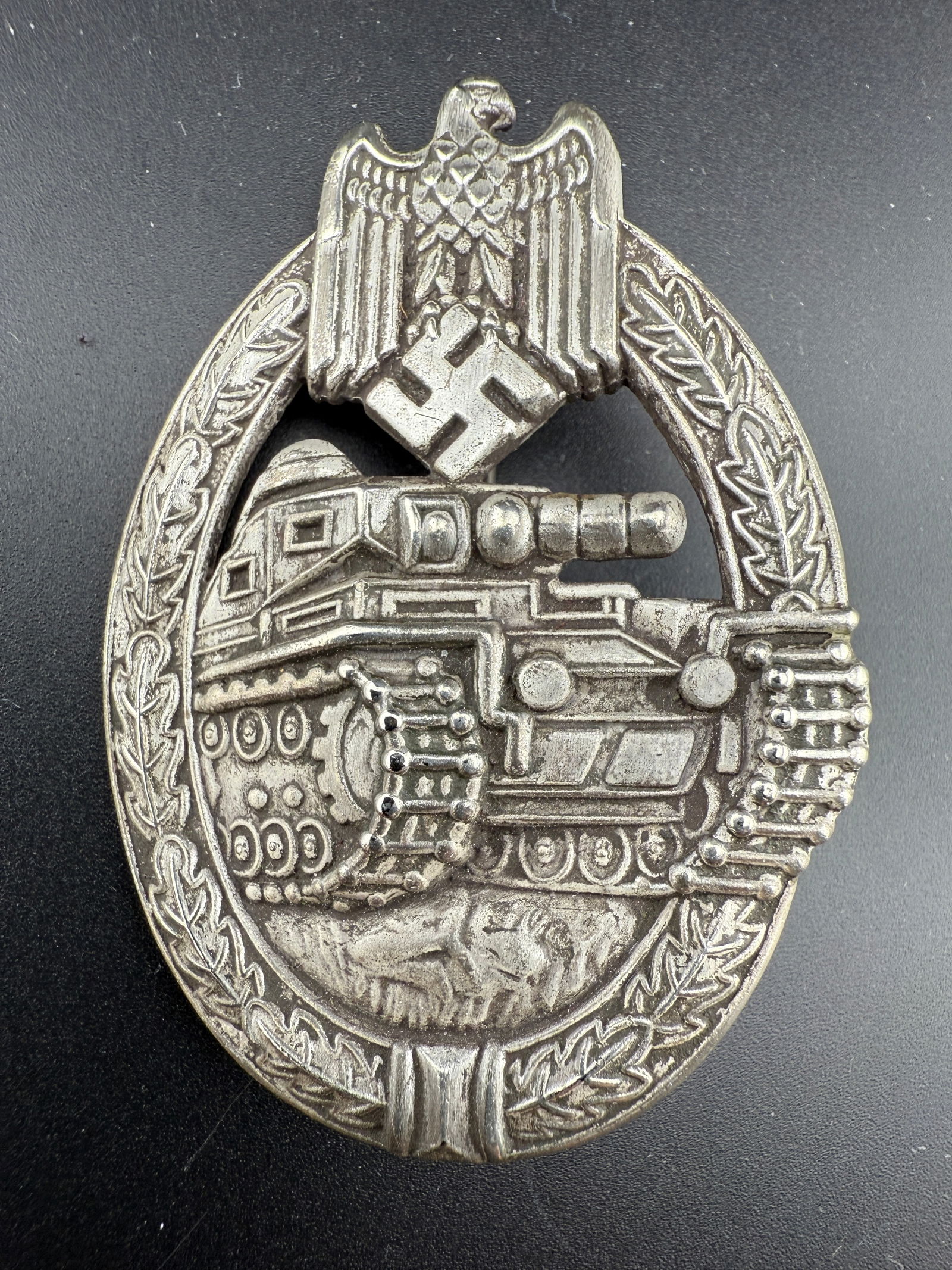 Germany WWII Panzer Assault Badge in Silver (Panzerkampfabzeichen in Silber), (1 of 3)