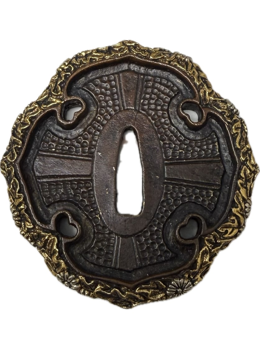 TSUBA Japanese Sword guard Oath of the cross Samurai Katana Edo JP: TSUBA Japanese Sword guard Oath of the cross Samurai Katana Edo JP, 3 1/2” X 3 1/4”