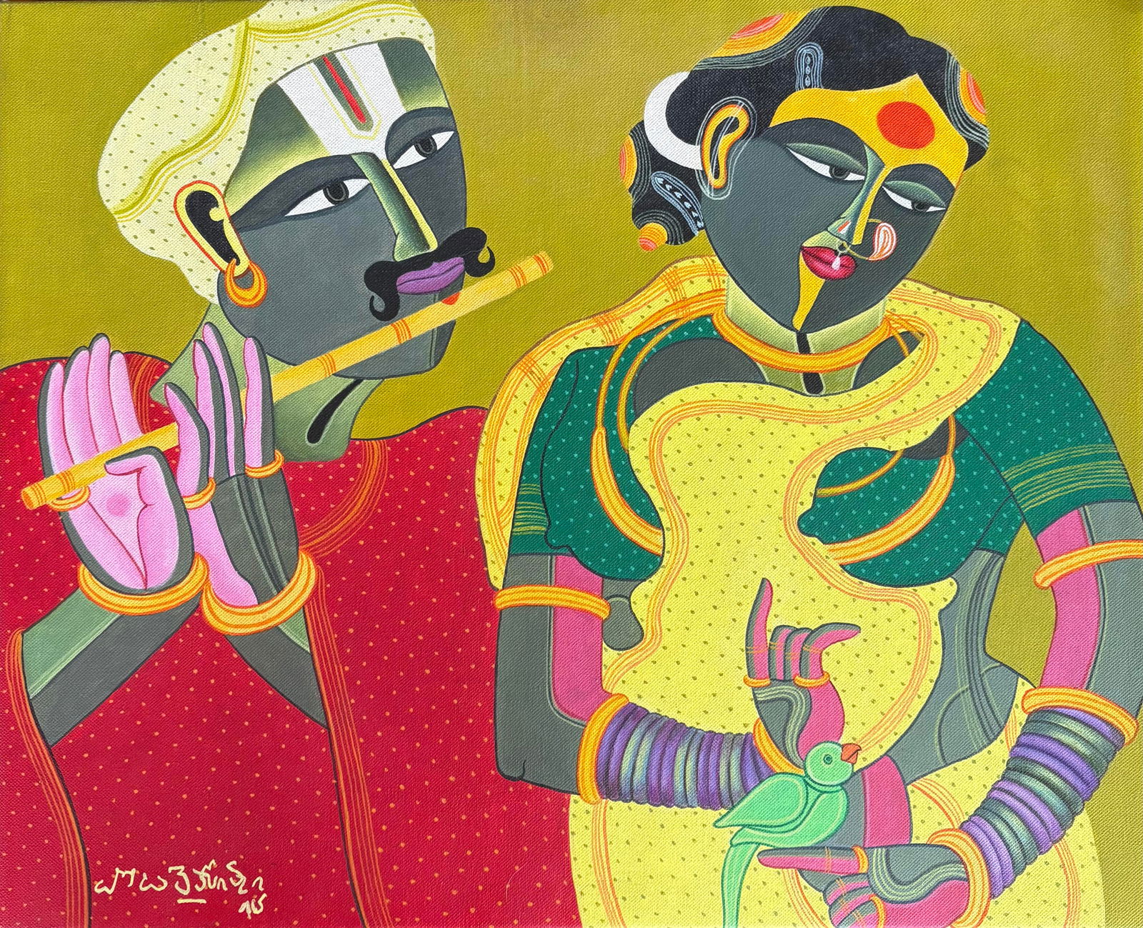 Thota Vaikuntam (Indian) acrylic on canvas painting (1 of 1)