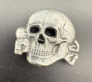 WWII German One of the Most Recognizable Symbols of WWII — SS "Totenkopf" Cap Badge (1 of 3)