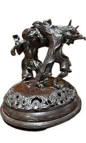 Antique Japanese Bronze Demos Sculptures Mounted on a Censor Cover (1 of 5)