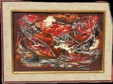 Mixed Media on Board Abstract Painting Signed (1 of 3)