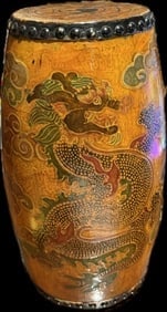 A Vintage Hand Painted Dragon/Phoenix Drum (1 of 7)