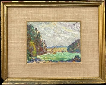 Oil on Canvas miniature painting landscape by J. LITYNSKI: Oil on Canvas miniature painting landscape by J. LITYNSKI, the painting size: 6 “X 7 1/2”
