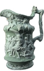 Vintage Charles Meigh "Bacchanalian Dance" stoneware jug, also known as a pitcher: A vintage Charles Meigh "Bacchanalian Dance" stoneware jug, also known as a pitcher. Mark on base This relief-molded jug, dating from the mid-19th century, depicts scenes of a Bacchanalian revelry wit