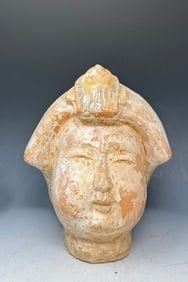 Tang Dynasty, Antique Chinese Painted Pottery Torso of Court Lady (1 of 5)