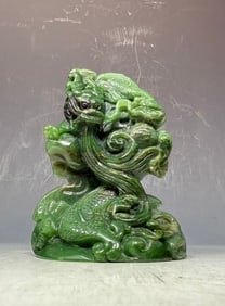 Antique Chinese spinach dragon sculpture (1 of 7)