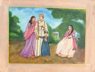 Indian Company school miniature painting of a Nawab noble family (1 of 1)