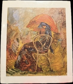 BARBARA A. WOOD "Woman w/umbrella" Ltd Ed Signed Lithograph 560/975 (1 of 5)