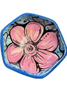 Vintage Hand Painted Art Bowl Signed Steve: Vintage Hand Painted Art Bowl Signed Steve, 2”X 5 3/4”