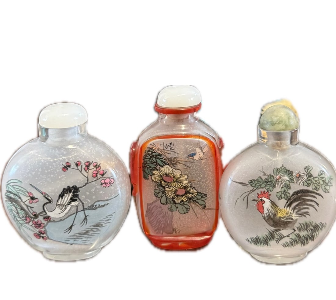 Three Peking Inside-Painted Peking Glass Snuff Bottles (1 of 6)