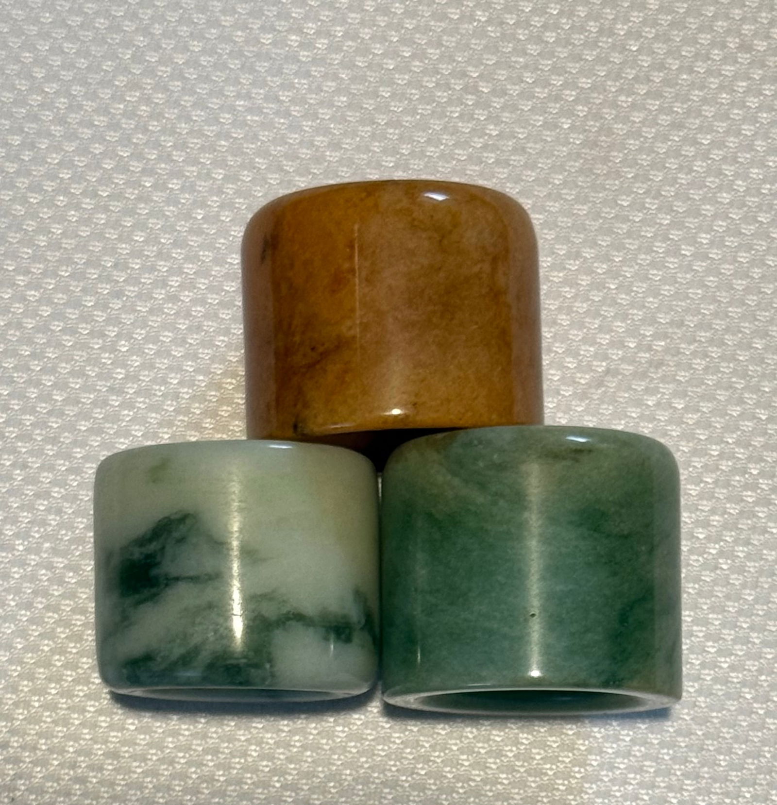 Three Antique Chinese Jade Thumb Rings (1 of 3)
