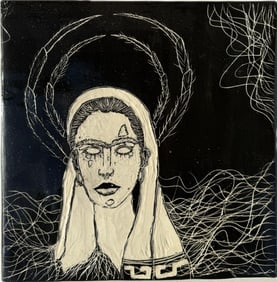 Title Artwork of a Woman: The artwork on tile is the album artwork for the record Mind Cancer by the London-based post-punk band Virvon Varvon, 10 1/2” X 10 1/2”