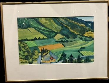 A vintage watercolor landscape painting (1 of 2)