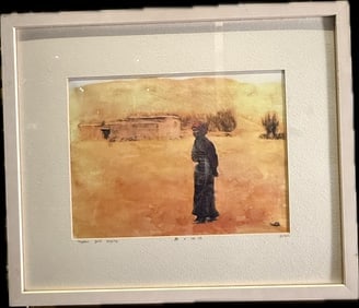 A vintage print of a painting titled "Tibetan girl singing" by artist Jian Hai 'Pop' Zhao: A vintage print of a painting titled "Tibetan girl singing" by artist Jian Hai 'Pop' Zhao. Limited edition, signed by the artistThe work is a print and not the original painting.The original painting