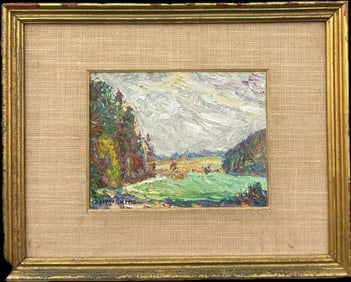 Oil on Canvas miniature painting landscape by J. LITYNSKI (1 of 3)