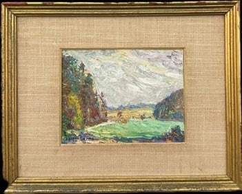 Oil on Canvas miniature painting landscape by J. LITYNSKI (1 of 3)