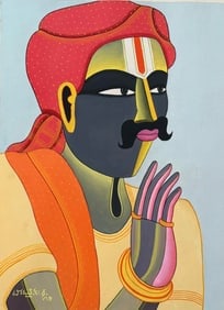 Acrylic on canvas painting- Thota Vaikuntam ( Indian): Acrylic on canvas painting- Thota Vaikuntam ( Indian) Attributed to Thota Vaikuntam acrylic on canvas painting. He studied at the college of Fine arts and architecture Hyderabad painting and print mak