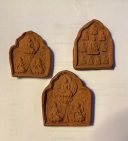Three antique Tibetan Buddha Clay Amulets (1 of 2)