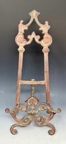 Ornate table-top display easel, likely made of cast metal like bronze (1 of 3)